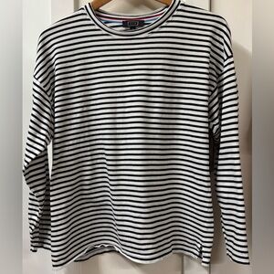 AYR Black and White Striped Top
